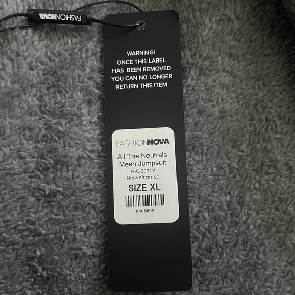 FashionNova All The Mesh brown halter jumpsuit - Picture 5 of 5